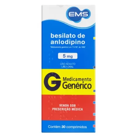 Besilato de Anlodipino Genérico EMS 5mg 30 comprimidos